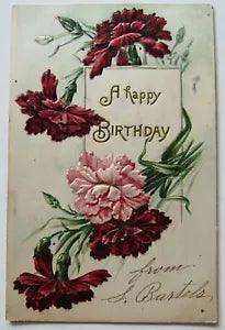 Happy Birthday Postcard Flowers Carnation 1907 Postmark