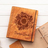 Recipe book sunflowers Gift for mom cook book For sister for Chef recipe Journal  Mother Day Unique design Wooden Cover Notebook