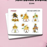 Sunflower Gnome Sticker Sheet for Planner, Decorative Stickers for Cardmaking and Scrapbooking, Journaling Stickers for Cute Summer Spread