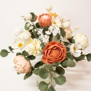 Spring Peony Daisy Bouquet Felt Flowers