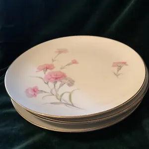 Royal Court Pink CARNATION Flower Japan - 10-1/4" DINNER PLATE Set 1960s Set 5