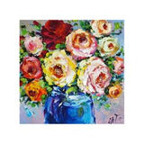 Rose painting original art,Colorful flowers artwork Floral still life wall art 12 by 12 inches