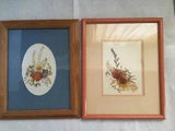 Two Framed dried flowers folk art pictures by streamline products and Figi gift