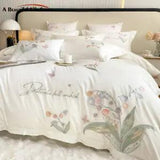 Chic Lily Of The Valley Embroidery 600TC Long-staple Cotton Bedding Set Flowers