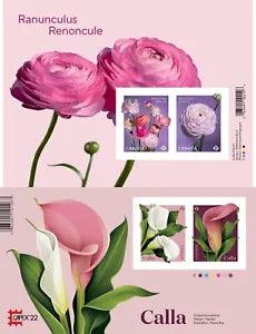 CANADA RANUNCULUS + CALLA SOUVENIR SHEETS 4 MINT STAMPS FV $3.68 BELOW FACE MNH