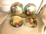 SET 4 RS GERMANY REINHOLD SCHLEGELMILCH 6"  DESSERT BERRY BOWLS FLOWER PINK ROSE