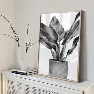 Black and white botanical prints, Plant Poster, Black and white abstract print, leaf Wall Art