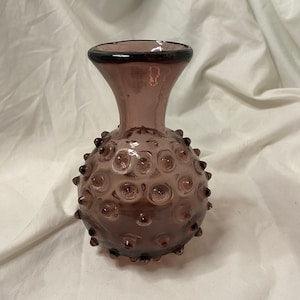 Empoli Seed Pod Amethyst Purple Plum Glass Hobnail Hand Blown Vase Italian Glass Vase Vintage Collectible Purple Glass Flower Vase