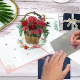 NEW LISTING Pop Up Card 3D Greeting Card with Envelope for Any Carnation Flower Basket