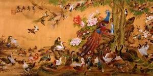 ORIENTAL ASIAN CHINESE FAMOUS WATERCOLOR PAINTING-Beautiful bird&Peony flower