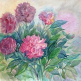 Artwork from Ukraine peony bouquet painting Ukrainian artist