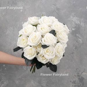10 Heads Rose Bouquet | High Quality Artificial Flower | Wedding Bouquet | Home Decoration | Gifts - White