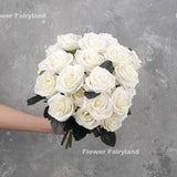 10 Heads Rose Bouquet | High Quality Artificial Flower | Wedding Bouquet | Home Decoration | Gifts - White