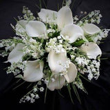 Lilies of the valley, calla lily artificial flower bouquet, real touch, bridal bouquet, rustic county, fake, artificial flowers