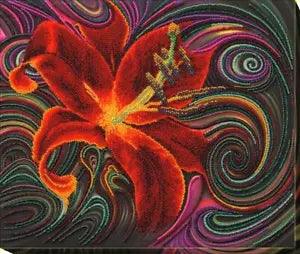 Bead embroidery kit Wonderful Lily needlework kit Art canvas beadwork pattern