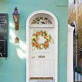 Artificial Front Door Wreath Floral Peony Daisy Rattan Wall Garland Wreaths