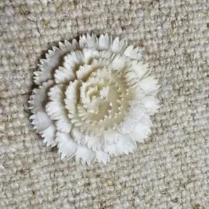 VINTAGE Delicate White Resin Carnation Zinnia Flower Brooch Pin