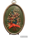 Vintage Framed Dried Flower Decor Oval