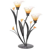 Three-Blossom Amber Lily Candle Holder Living Room Indoor Home Office Decor