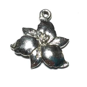 Sterling silver Flower plant vintage charm # 1710