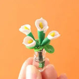Dollhouse Miniature Calla Lily Yellow White Flower Vase Plant Garden 1/12 Scale