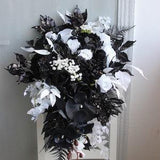 Black white bouquet, Gothic wedding bouquet, Moody wedding bouquet