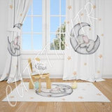Elephant on the Moon and Stars Baby Boy Room Curtain Nursery Curtains Window Curtains