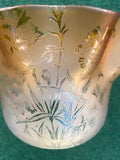 Stunning Antiqu Art Glass Duplex Victorian Oil Lamp Shade Carnation Etch Pattern