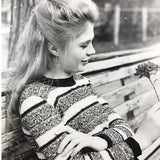 Vintage Black and White Photo Young Woman Looking At Carnation Flower Park Bench
