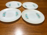 4 VINTAGE FIRE KING OVEN WARE BONNIE BLUE CARNATION CORN FLOWER TEA SAUCERS 6