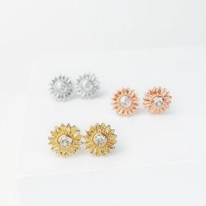 Sunflower Earrings, Delicate Earrings, Minimalist Earrings, Earrings Dangle, Earrings Studs, Earring Silver, Earrings Gold