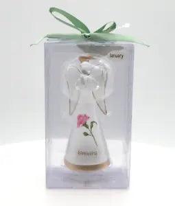 Flower of the Month Angel LED Light Figurine Ganz  January Birth Carnation 4"