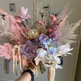 Iridescent rose and pastel boho flower bouquet / boho dream bouquet / amaranthus bouquet / fern bouquet / pampas grass bouquet