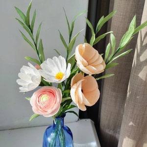 Paper gift bouquet for birthday, Crepe paper flowers gift, Long distance relationship gift for girlfriend, Ranunculus flower bouquet