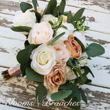 Wedding Bouquet Bride, Champaign Cream and ivory Wedding Bouquets, Artificial Boho bouquets Roses Peonies Eucalyptus,  Faux Wedding Flowers