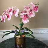 Decorative Planter Silk White Orchid Indiana Glass Orange Iridescent Harvest Grape Carnival Glass Bowl