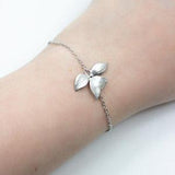 Bracelet silver plated, flower, orchid, flower, wedding jewelry, bridal jewelry