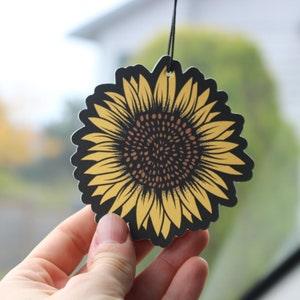 Sunflower Car Air Freshener, Rear View Mirror Hanging Floral Decor, Cute Boho Car Accessory Charm For Women, Vintage Sunflower Gifts For Her