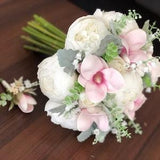 Realistic Magnolia Bridal Bouquet and Boutonniere Set - Lifelong Preservable Artificial Flowers - Wedding Bridal Attire Accessory