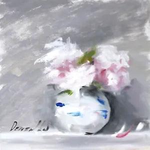 EXOTIC ABSTRACT Flower PINK PEONY Still Life Oil painting  UKRAINE