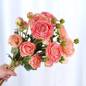 Dried Look Ranunculus Stem | Dried Look Ranunculus Bouquet | Artificial Flower | DIY | Wedding/Home Decor | Gifts - Pink - Pale Pink