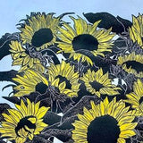 Sunflowers, Original Linocut Print with hand colouring, limited edition