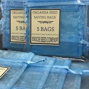 Organza Seed Saving Bags [LT. BLUE], 3" Square, Pack of 5 [Herb drying, seed drying, flower drying, gifting bags, accent bags, storage bags]