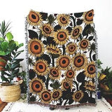Sunflowers and Ladybugs Multi-Color Tapestry Blanket - Floral Throws - Housewarming Gift - Bohemian Colorful Home Decor