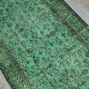 4x7 Green Turkish Rug, Grass Green Garden Facade Decor Natural Dyed Vintage Rug, Colorful Decor for Kids Room, Ligth Green Rug 3'8x6'9 feet