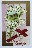 Easter Greetings Postcard Lilies Cross Postmark 1910 Brooklyn N.Y. Embossed
