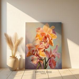 Printable Orchid Wall Art - Floral Botanical Print - Orchid Painting - Orchid Illustration - Orchid Art Decor, Living Room Floral Decor