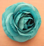 3 1/2" Turquoise Ranunculus Silk Flower Hair Clip,Wedding,Prom,Dance,Luau