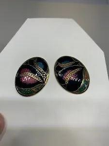 Large Vintage Calla Lily Cloisonn??? Earrings