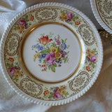 4 Johnson Bros. - Belford, Rope Edge, rose floral bouquets and gold gilt - 10.5